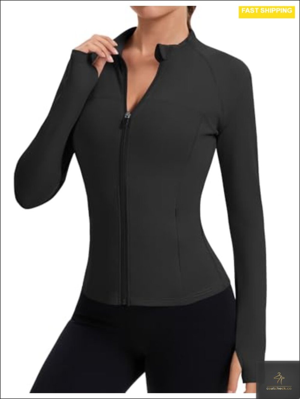 Women's Full Zip Athletic Jacket with Thumbholes